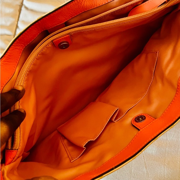 Medium coral and tan Coach bag. Used for 1 night. Basically new! Serial number - Picture 6 of 10